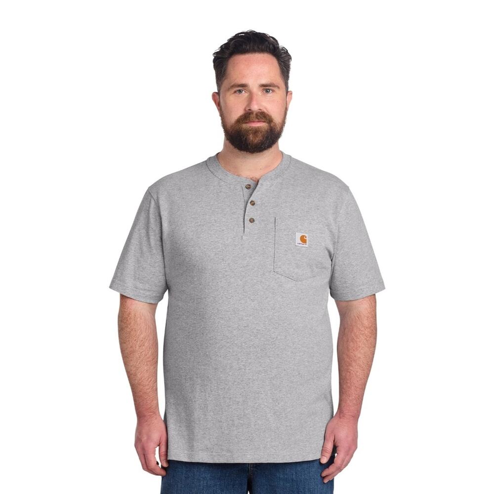 Carhartt Men's K84 Short Sleeve Henley T-Shirt - Grey (3XL) - Picture 9 of 12